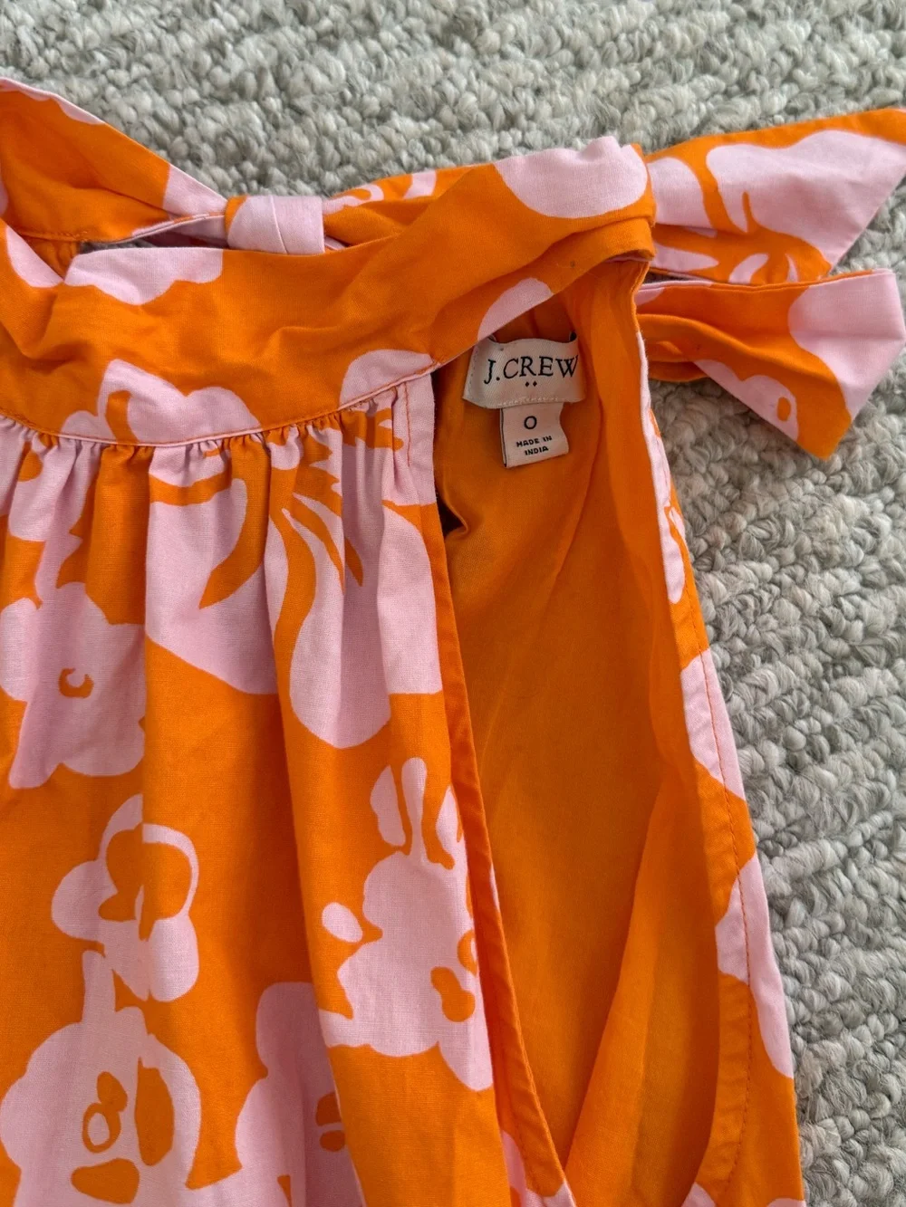J. Crew Orange Floral Boho Beach Cotton Pocketed Dress